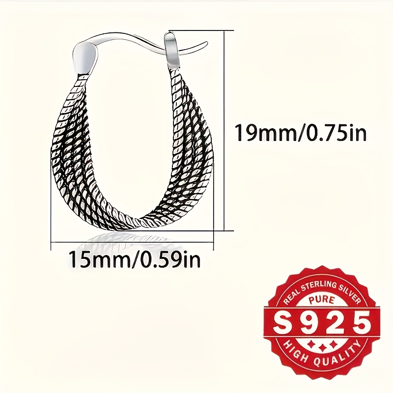 925 Silver Twisted Hoop Earrings Vintage Royal Gift